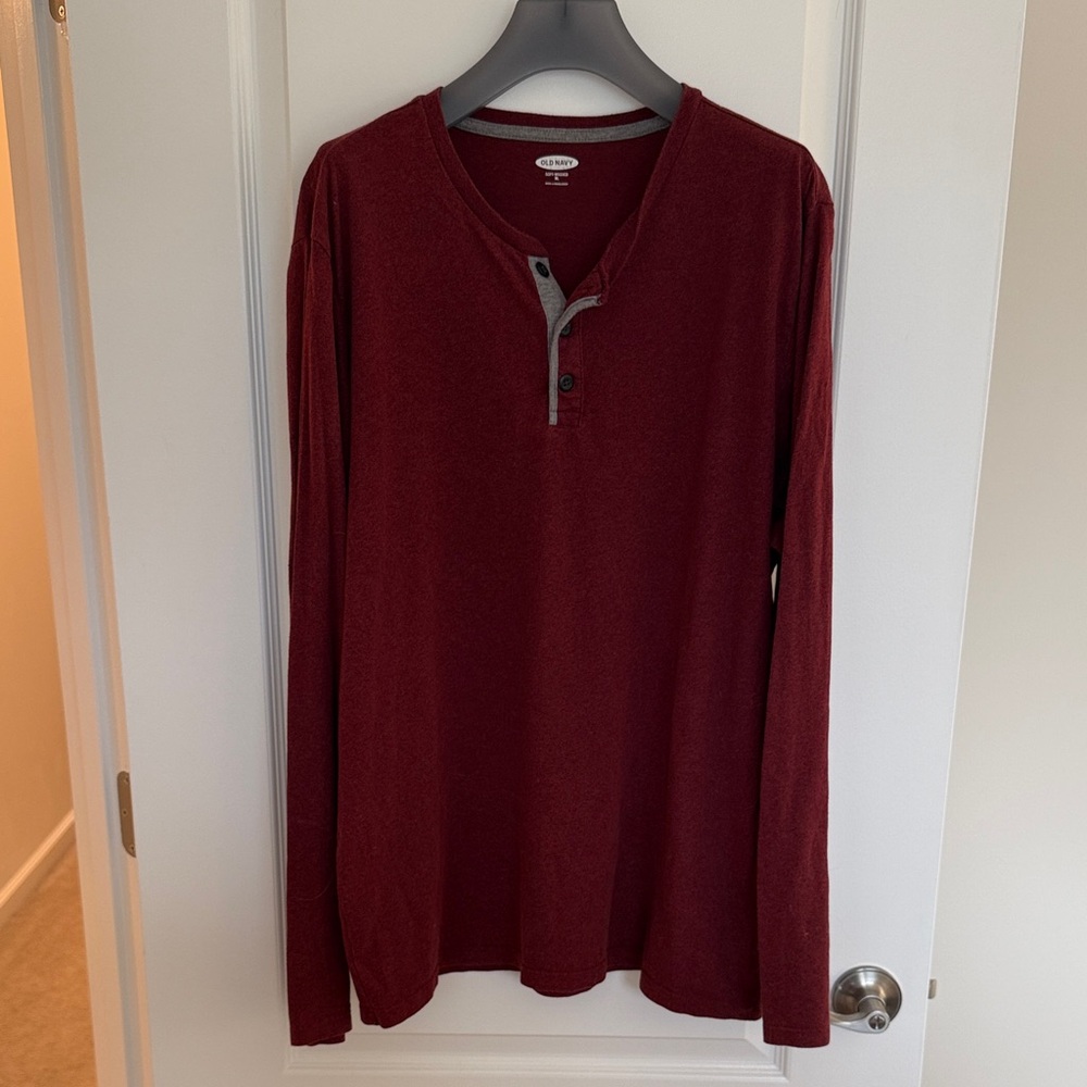 Old Navy Maroon Soft-Washed Henley